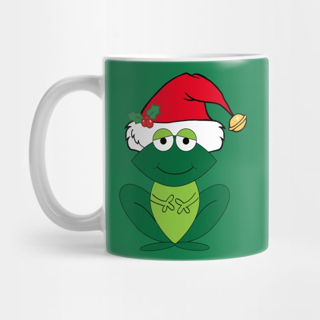 Cute Christmas Frog in Santa Hat by epiclovedesigns